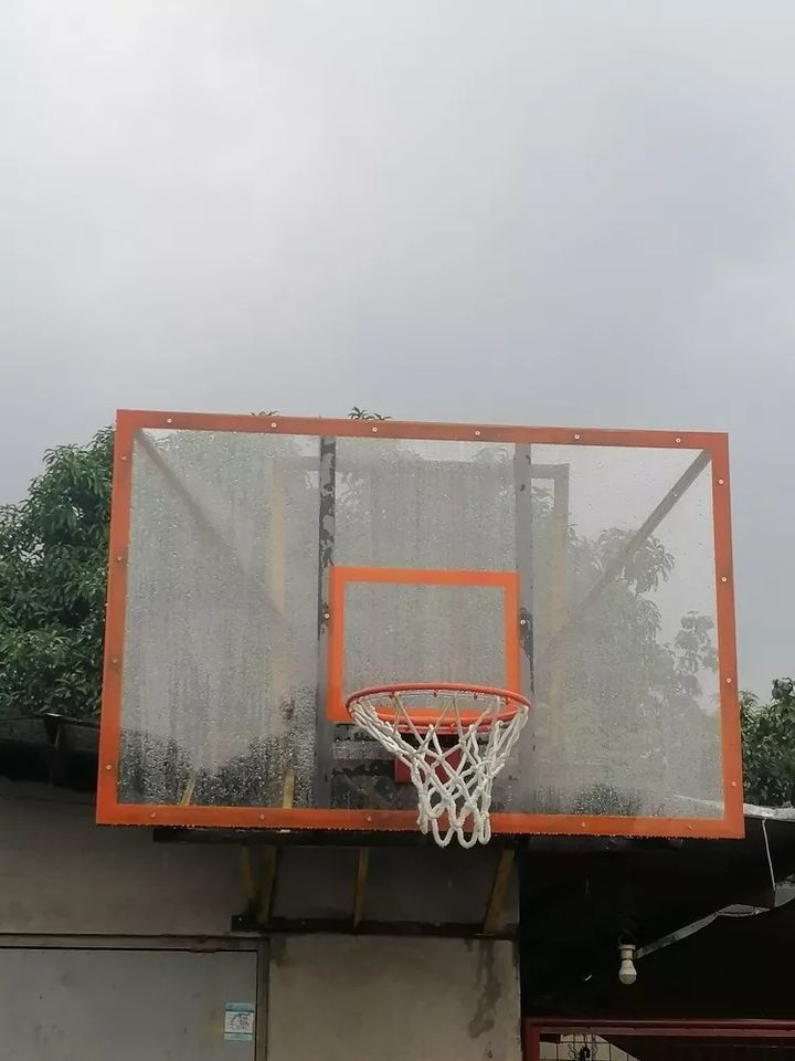 (Size: 4ft x 6ft x 12mm) Standard Fiberglass Basketball Back Board with Metal Frame with 18&quot; Diameter Heavy Duty 2 Spring Snapback Ring and Nylon Net