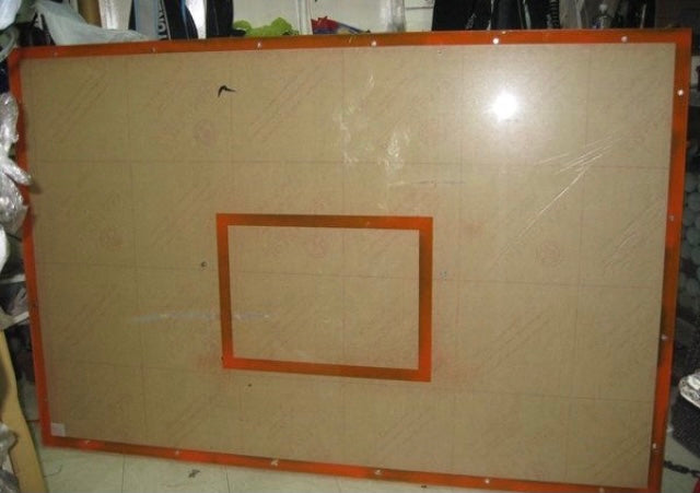 (Size: 4ft x 6ft x 18mm) Standard Fiberglass Basketball Back Board with Metal Frame with 18" Diameter Heavy Duty 2 Spring Snapback Ring and Nylon Net